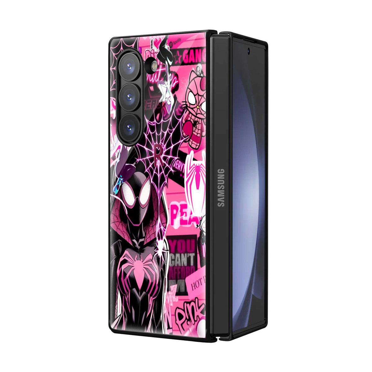 Pink Web Rush Samsung Z Fold Glass Case