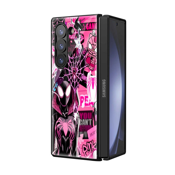 Pink Web Rush Samsung Z Fold Glass Case