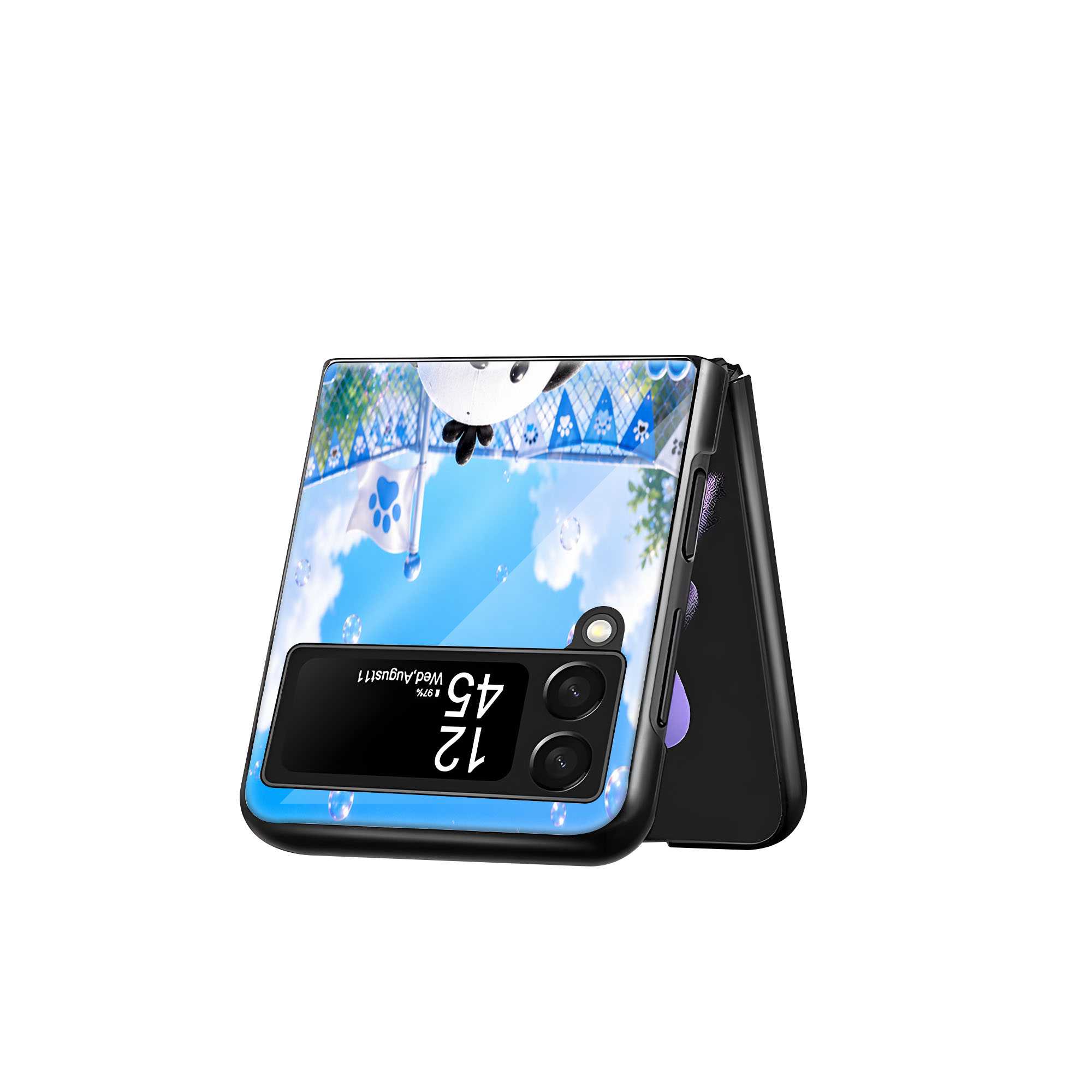 Pochacco Cat Samsung Z Flip Glass Case