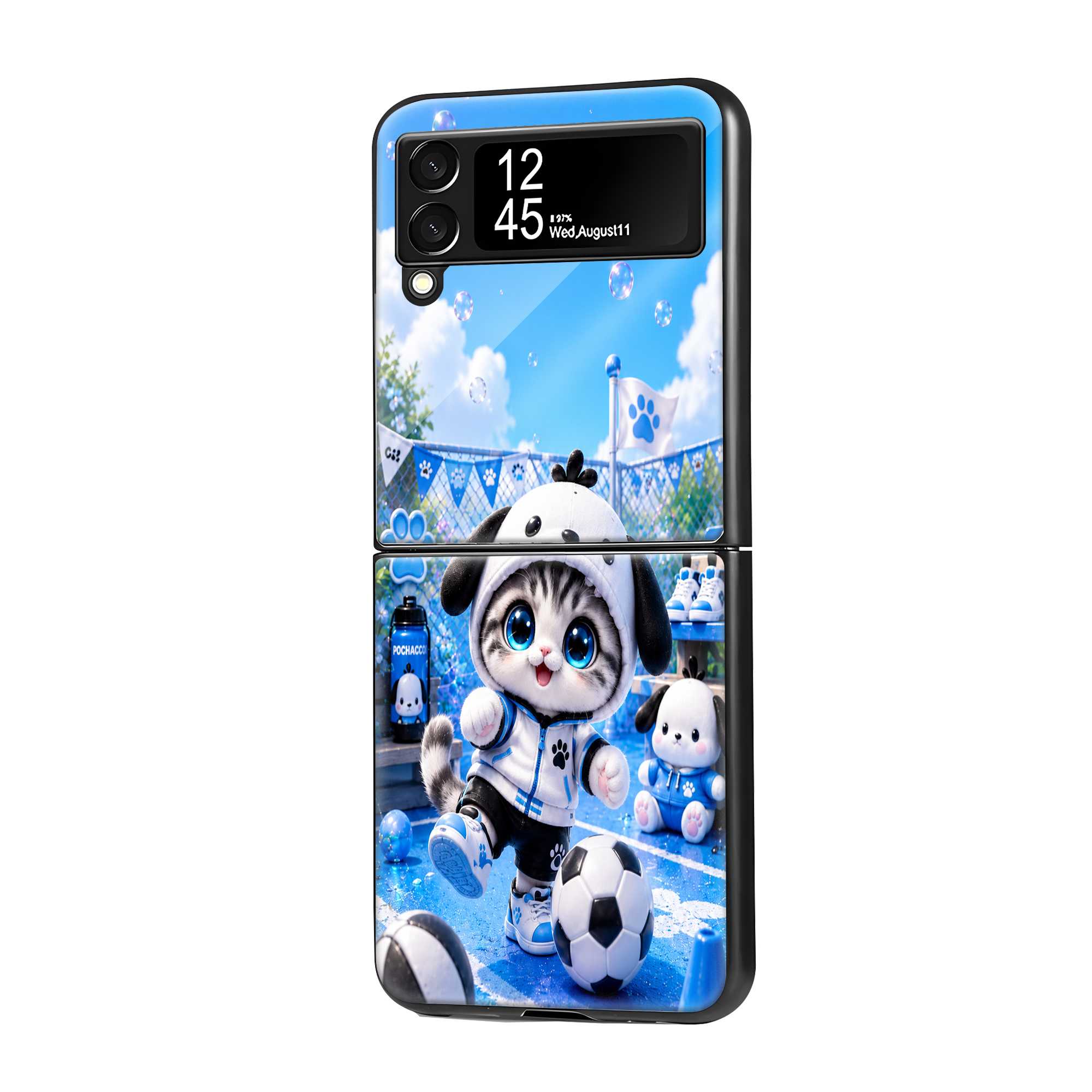 Pochacco Cat Samsung Z Flip Glass Case