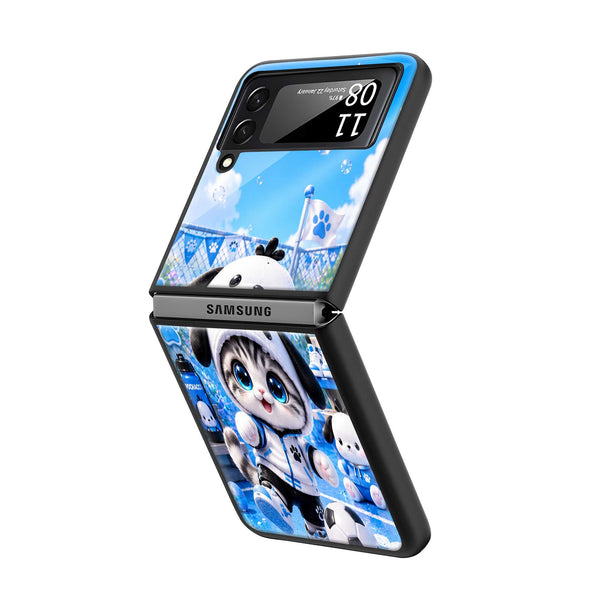 Pochacco Cat Samsung Z Flip Glass Case