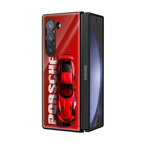 Porsche Crimson Samsung Z Fold Glass Case