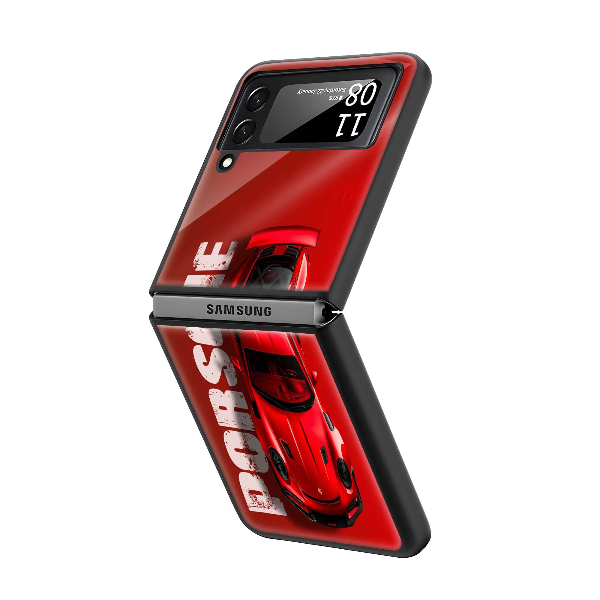 Porsche Crimson Samsung Z Flip Glass Case