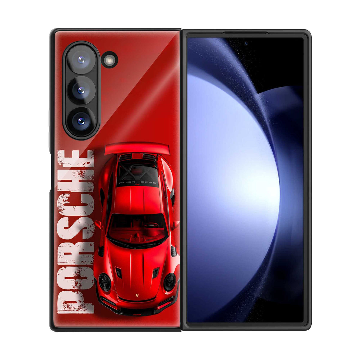 Porsche Crimson Samsung Z Fold Glass Case