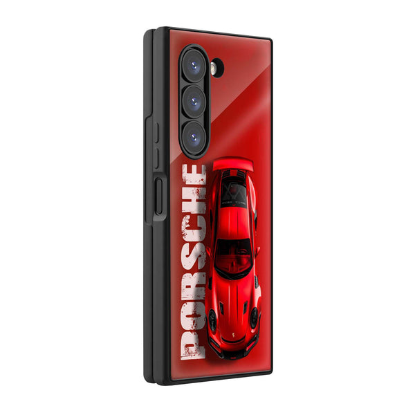 Porsche Crimson Samsung Z Fold Glass Case