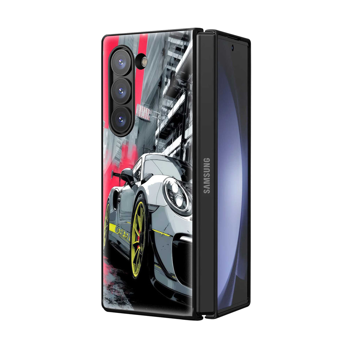 Porsche Street Racer Samsung Z Fold Glass Case