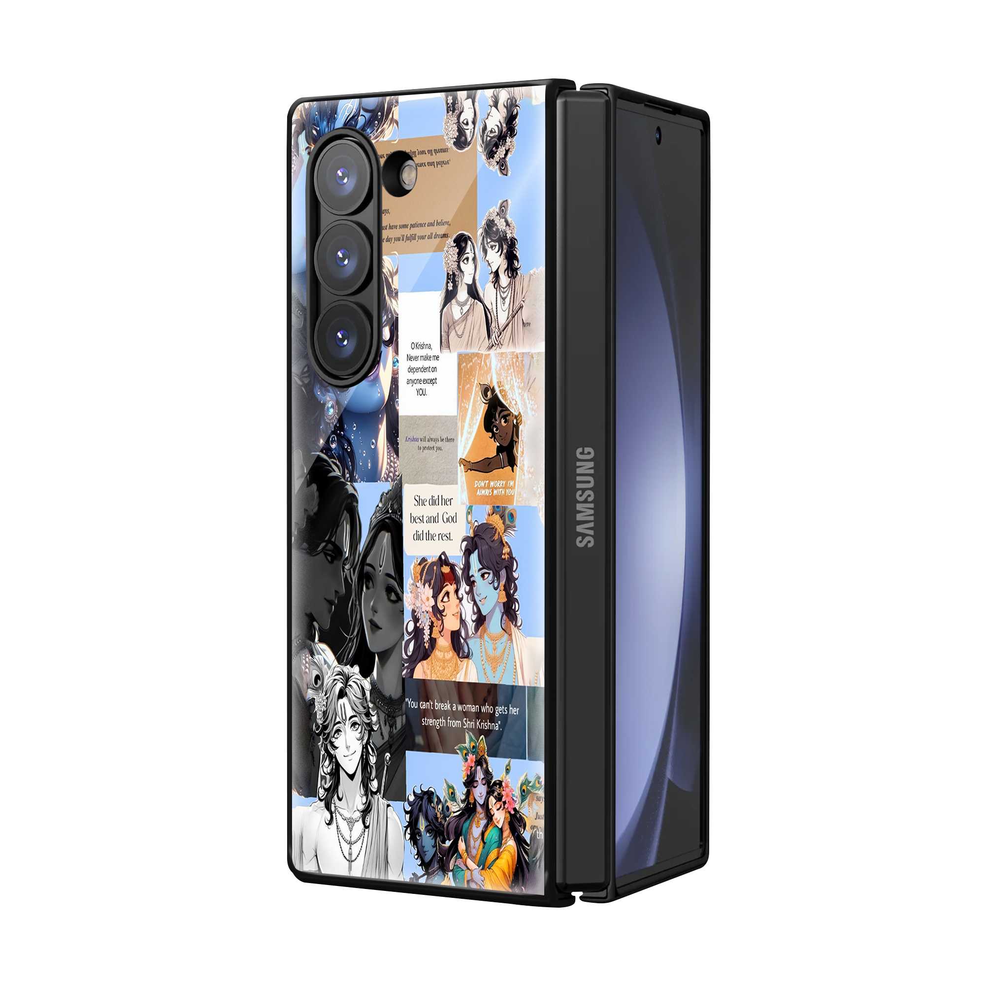 Radhakrishna Collage Samsung Z Fold Glass Case