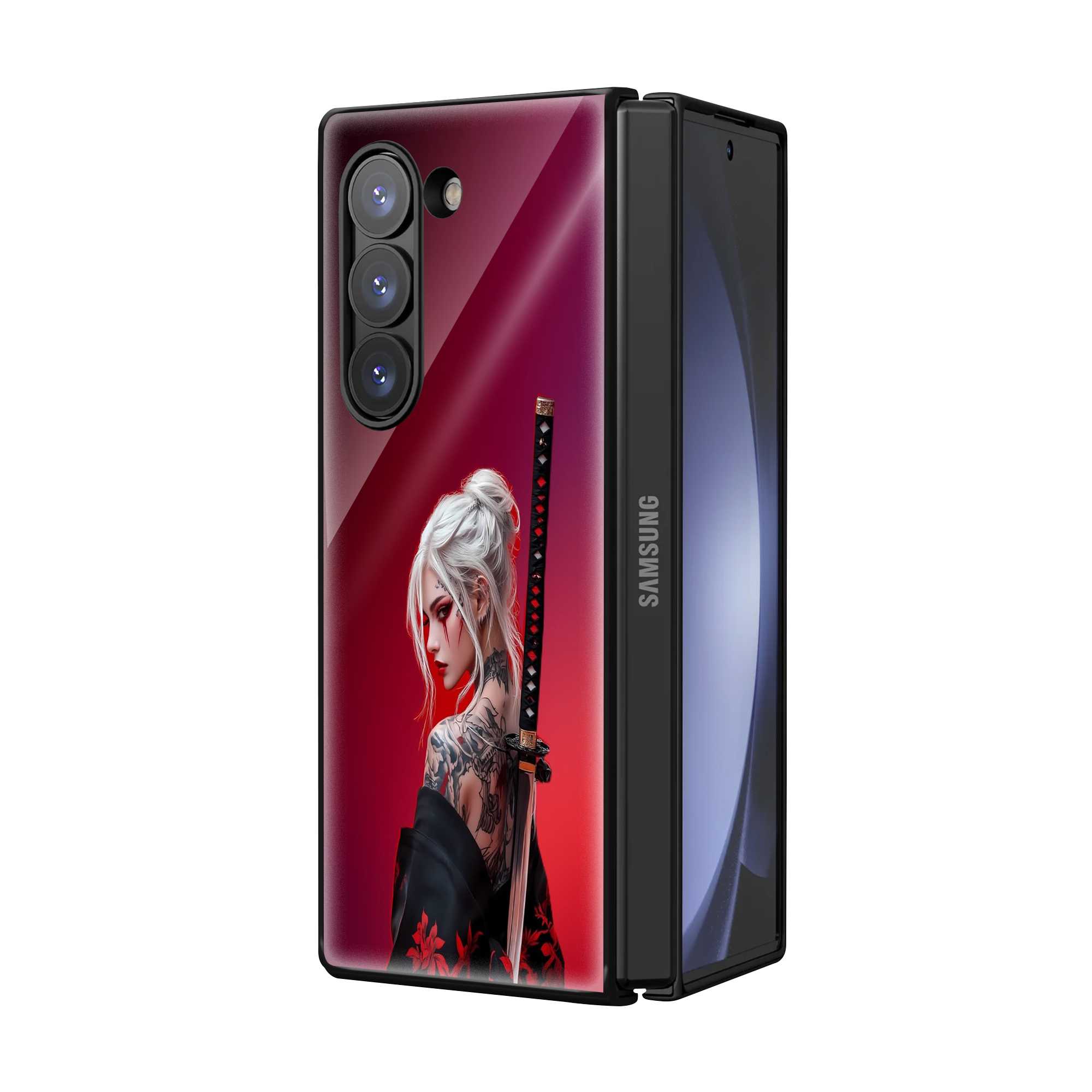 Red Lotus Warrior Samsung Z Fold Glass Case