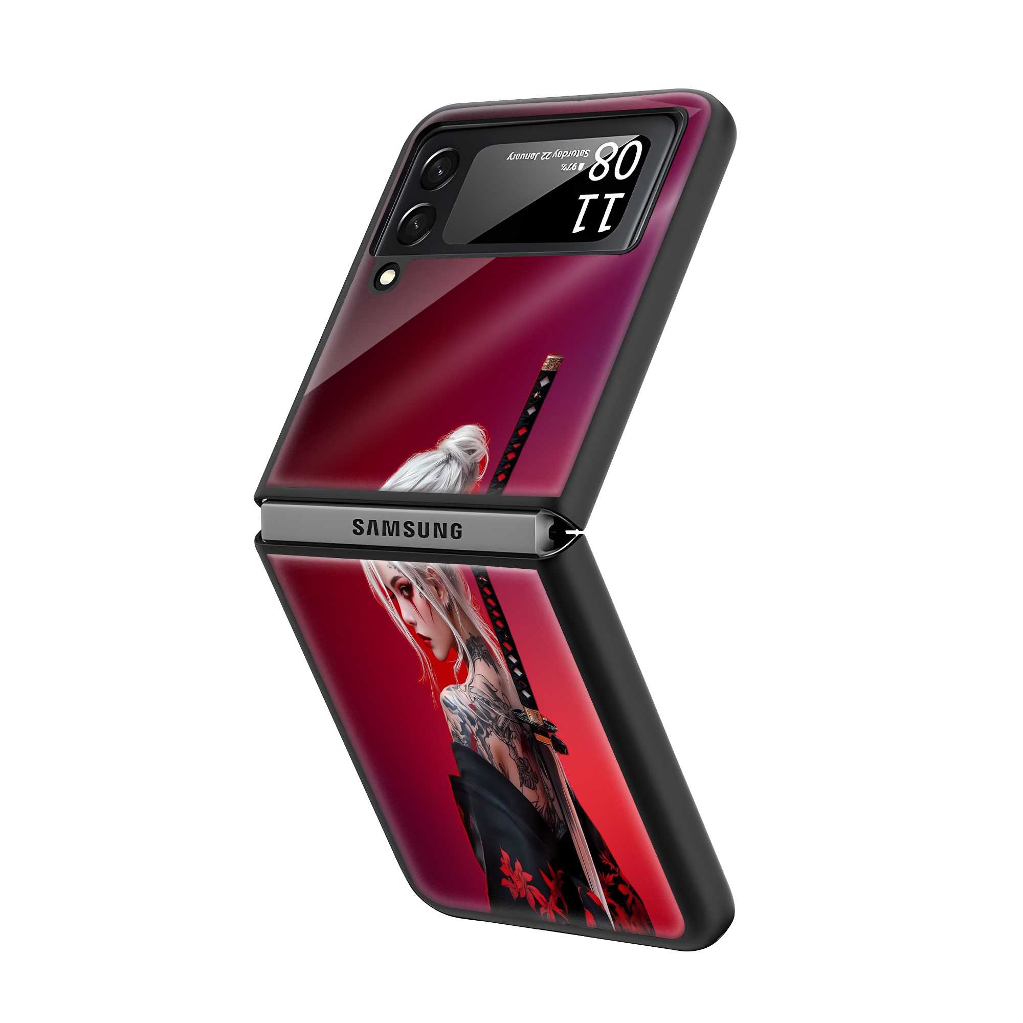 Red Lotus Warrior Samsung Z Flip Glass Case Secondary image