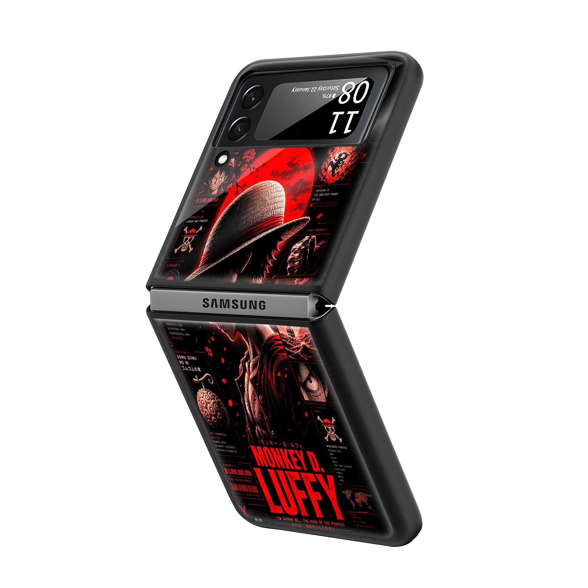 Red Luffy Samsung Z Flip Glass Case
