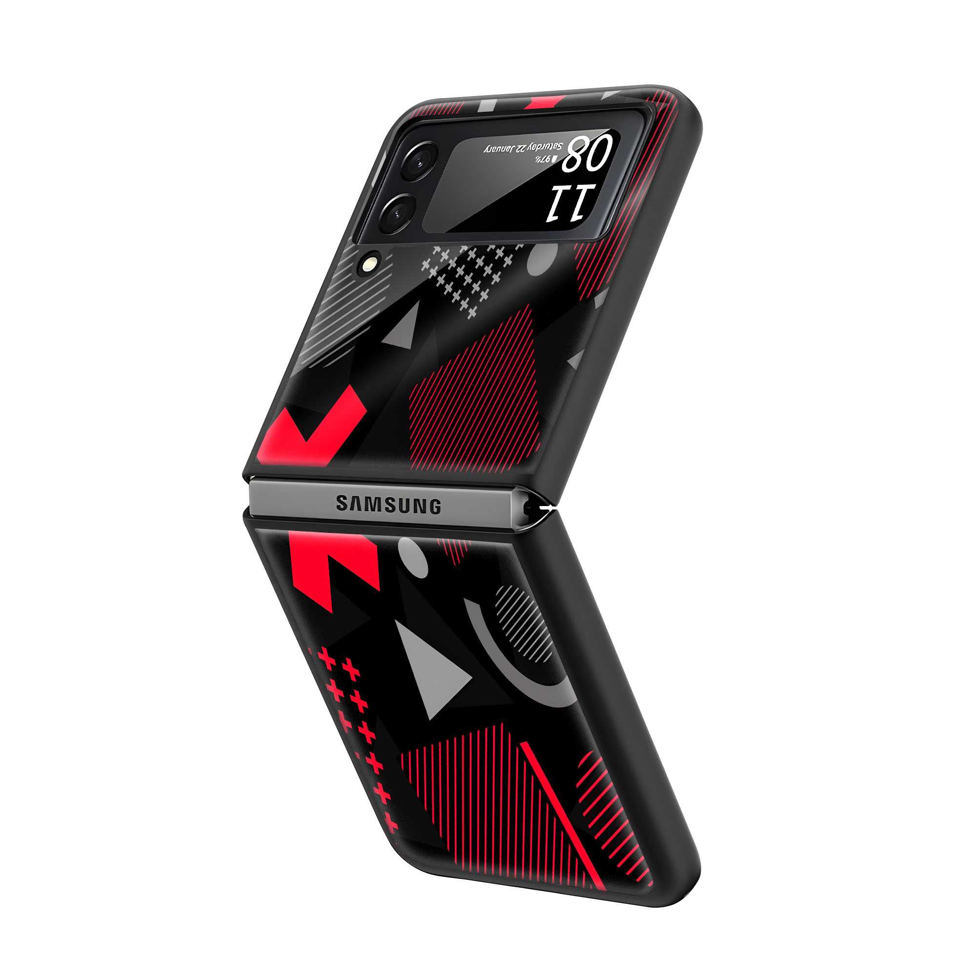 Red Matrix Samsung Z Flip Glass Case