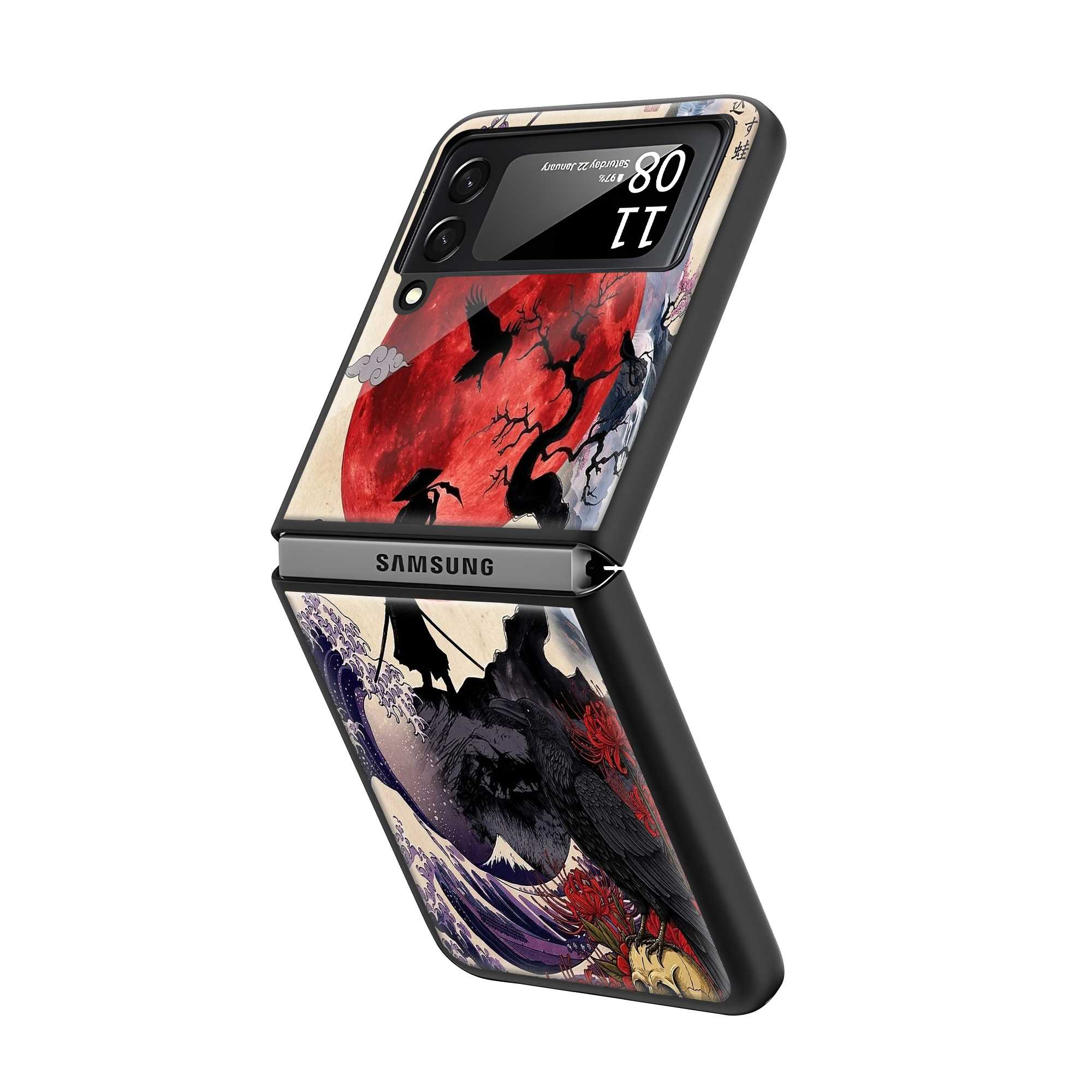 Red Moon Ronin Samsung Z Flip Glass Case Secondary image