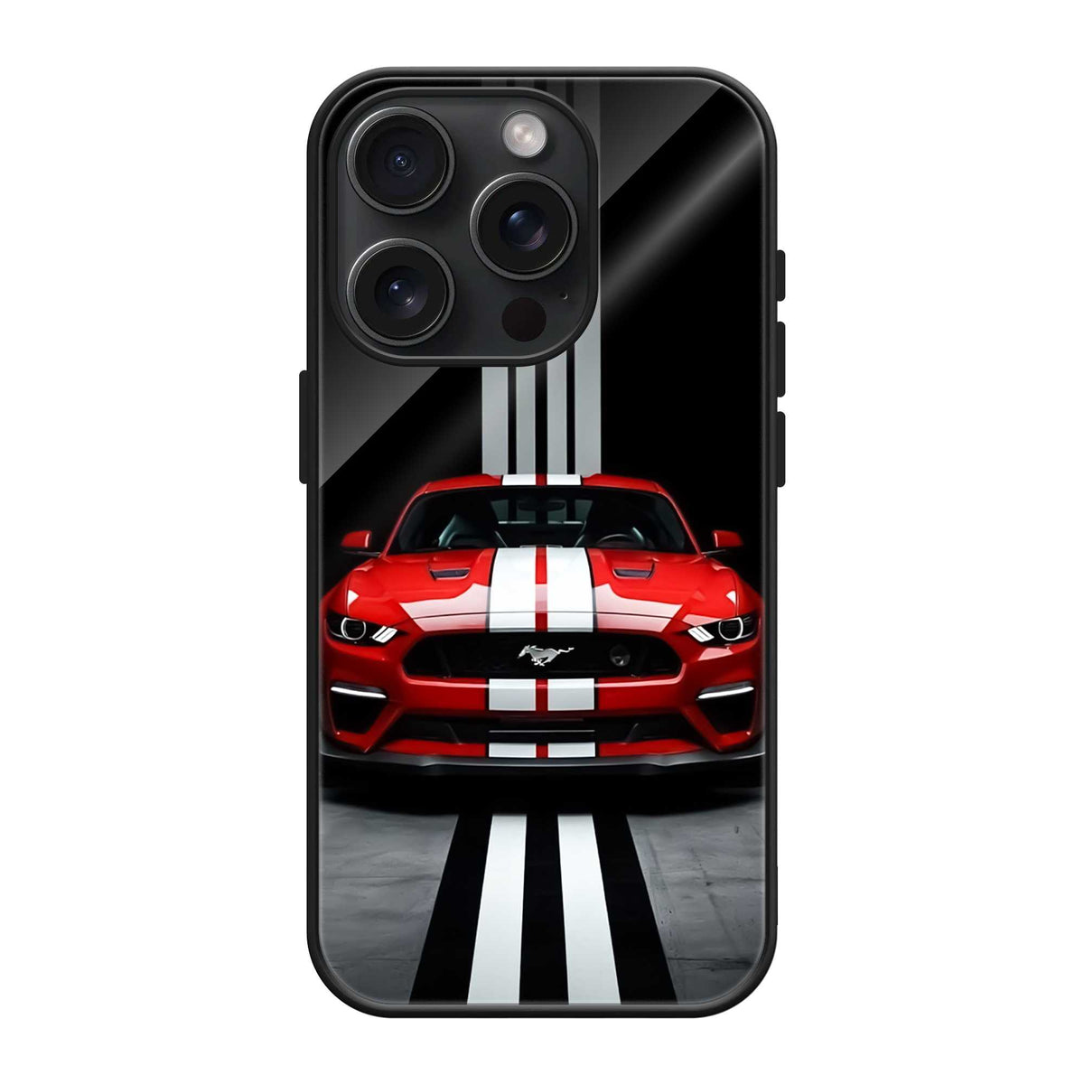 Red Mustang Night Drive Glass Case