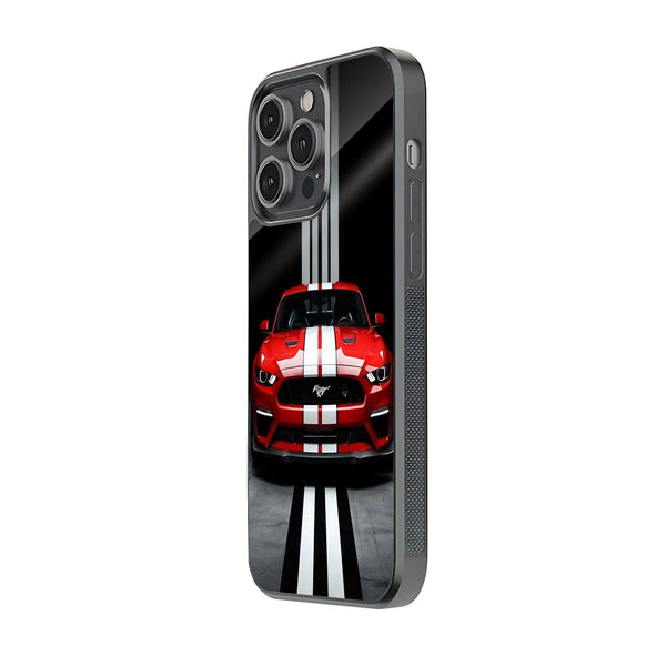 Red Mustang Night Drive Glass Case