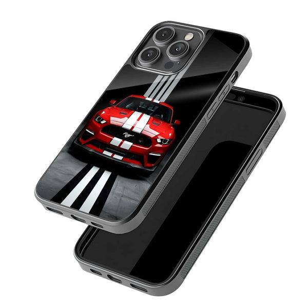 Red Mustang Night Drive Glass Case