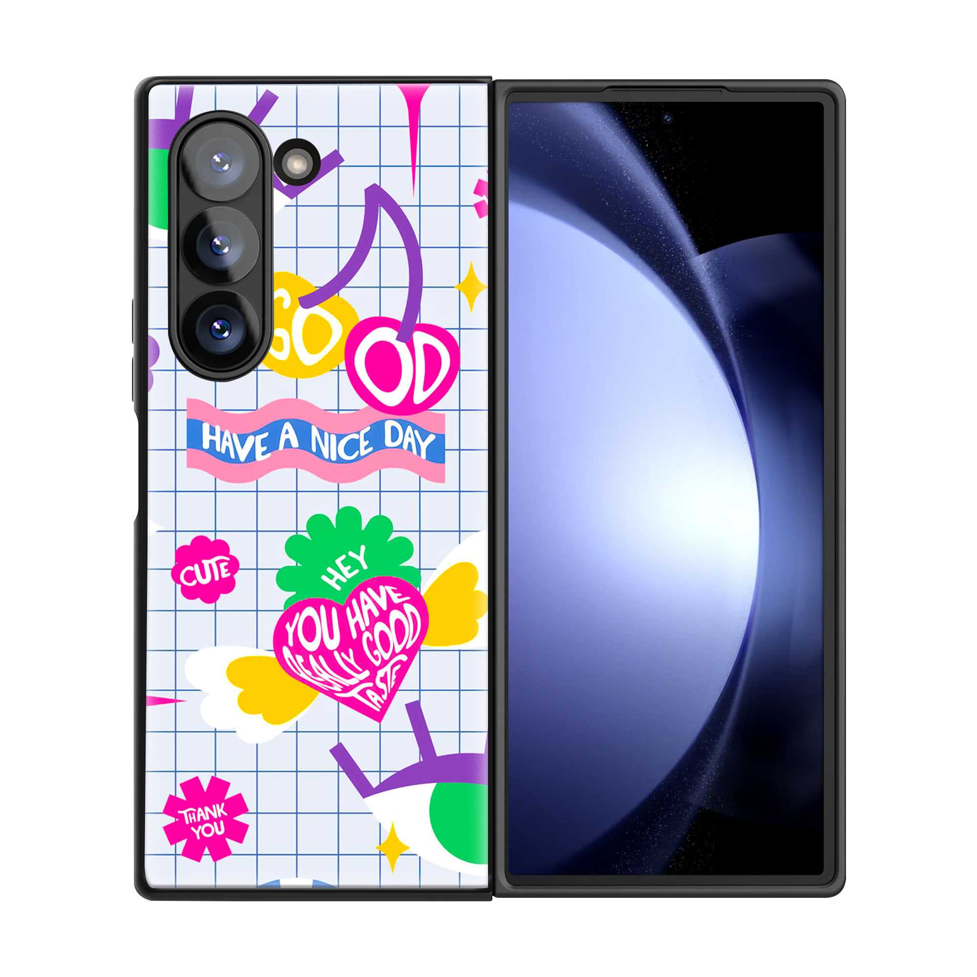 Retro 90s Sticker Samsung Z Fold Glass Case
