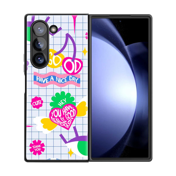 Retro 90s Sticker Samsung Z Fold Glass Case