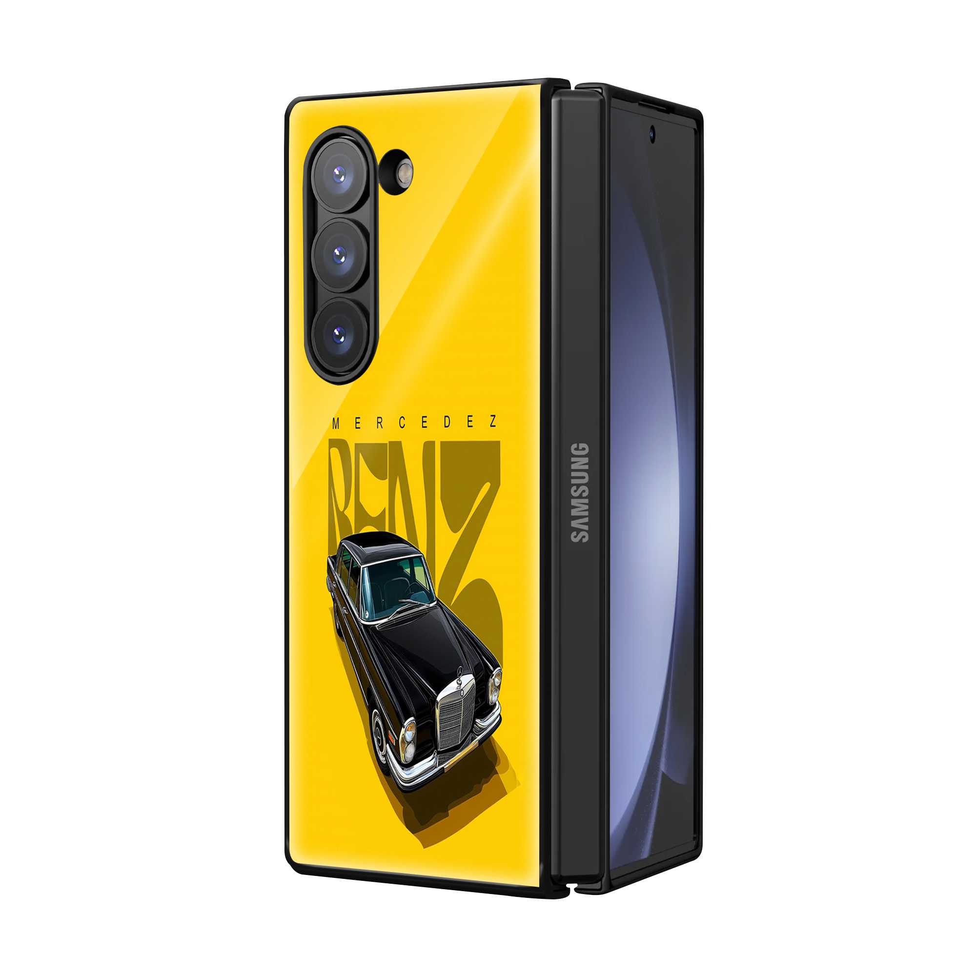 Retro Benz Samsung Z Fold Glass Case