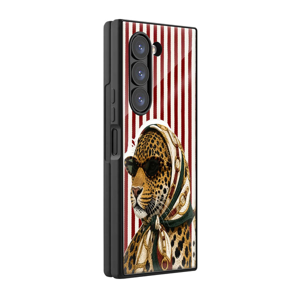 Retro Leopard Samsung Z Fold Glass Case