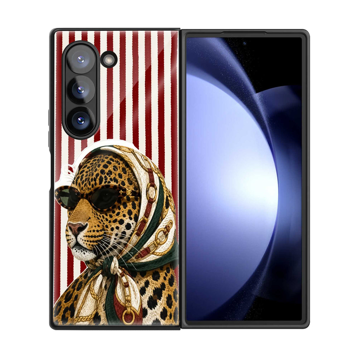 Retro Leopard Samsung Z Fold Glass Case