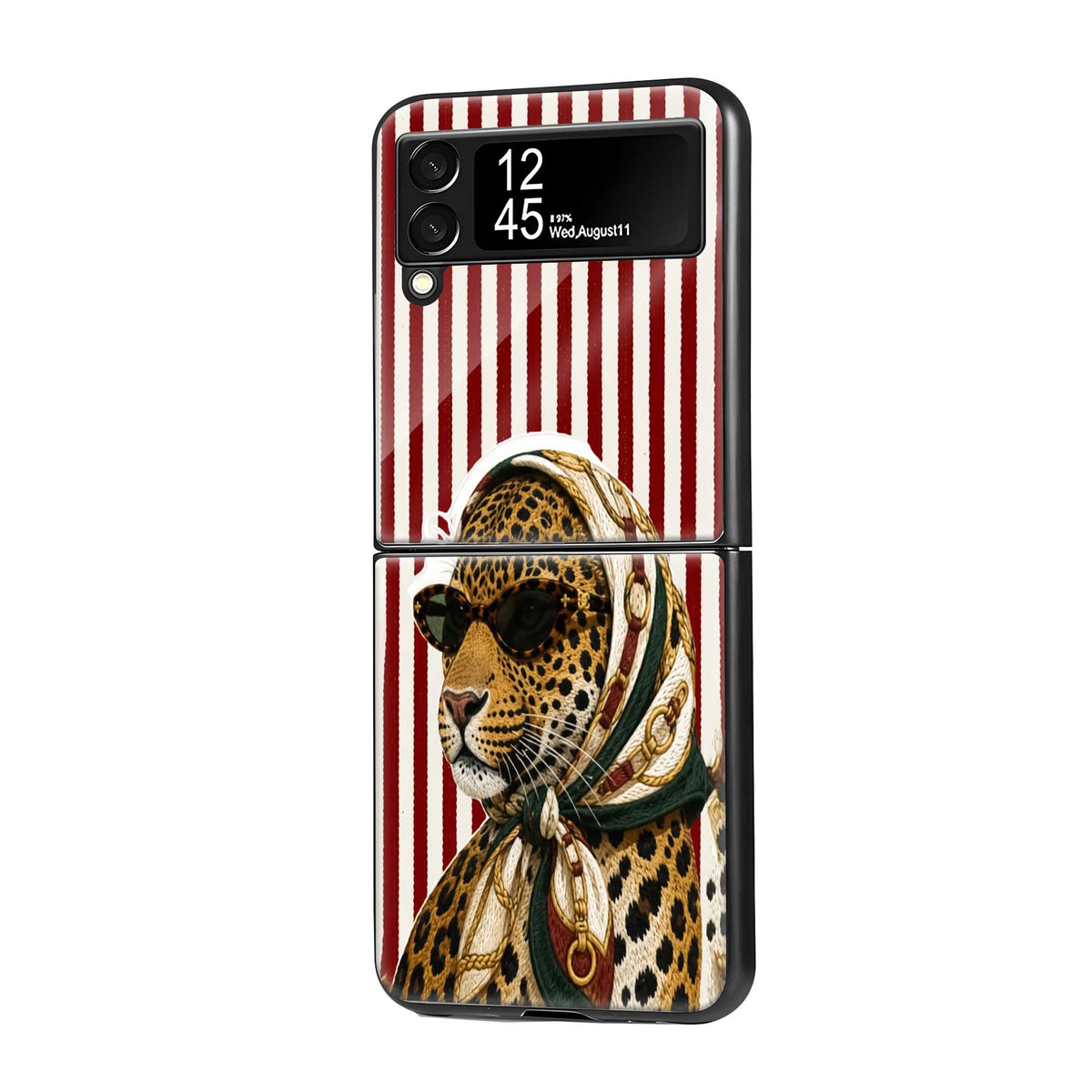 Retro Leopard Samsung Z Flip Glass Case