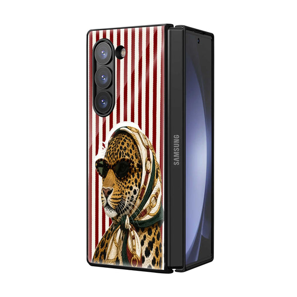 Retro Leopard Samsung Z Fold Glass Case