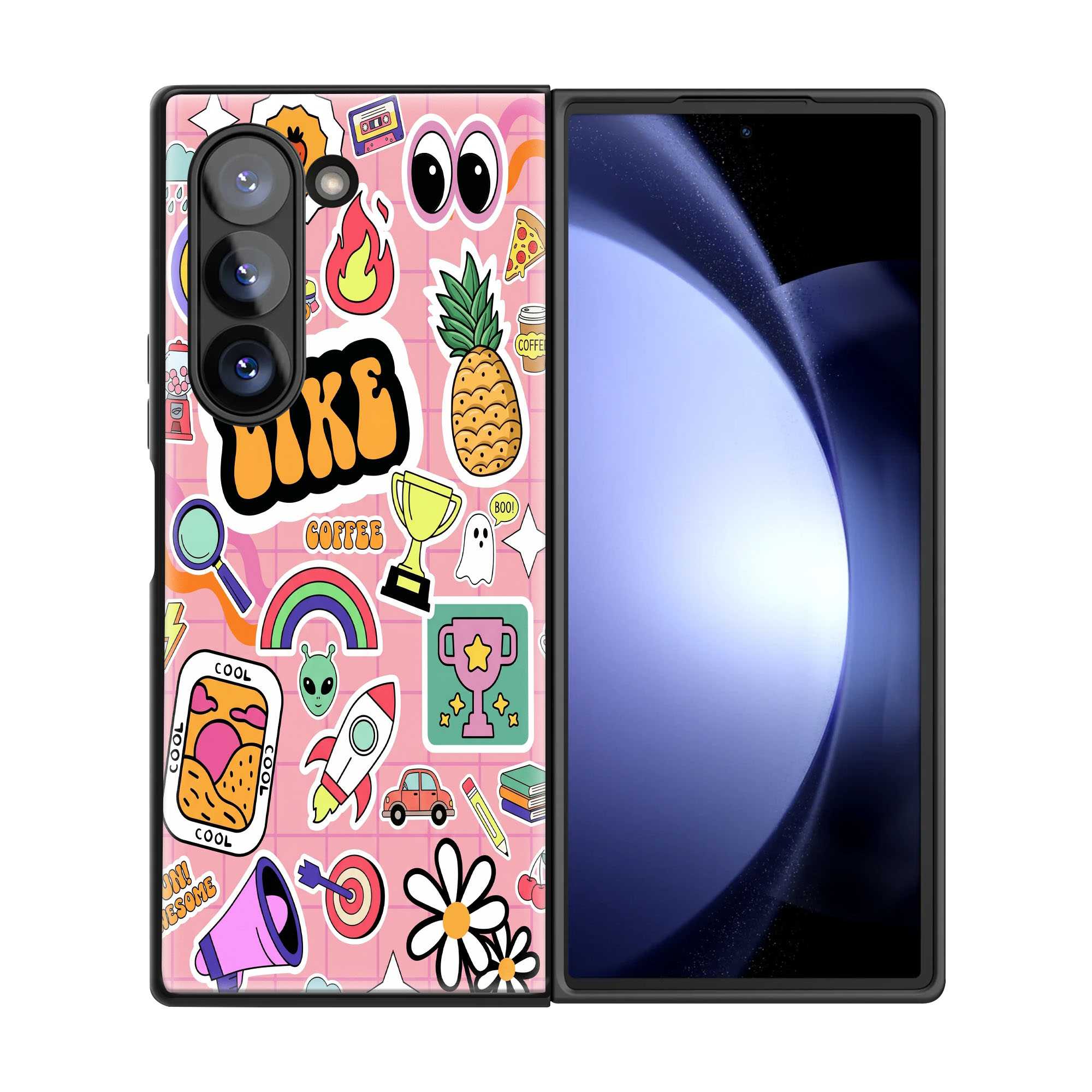 Retro Sticker Samsung Z Fold Glass Case