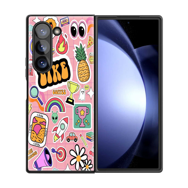 Retro Sticker Samsung Z Fold Glass Case