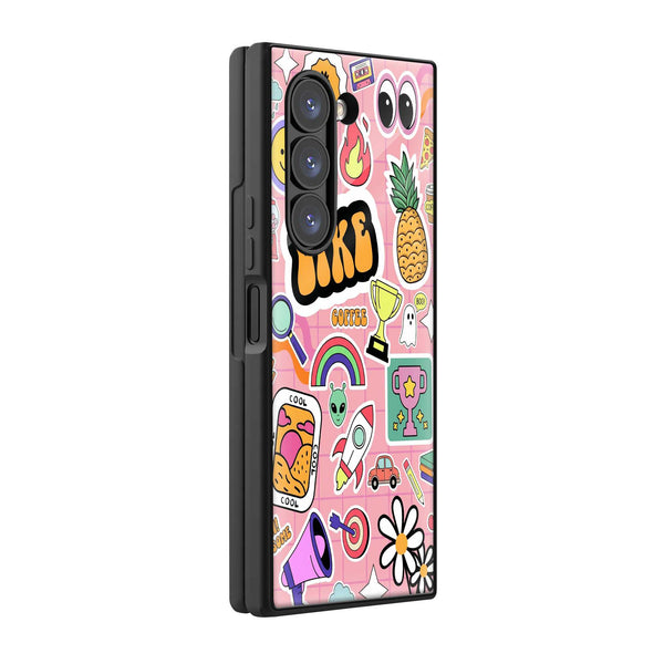 Retro Sticker Samsung Z Fold Glass Case