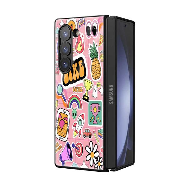 Retro Sticker Samsung Z Fold Glass Case