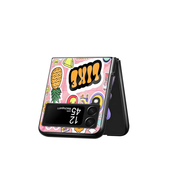 Retro Sticker Samsung Z Flip Glass Case