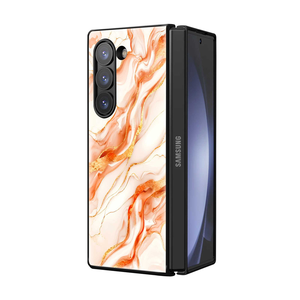 Rose Gold Flow Samsung Z Fold Glass Case