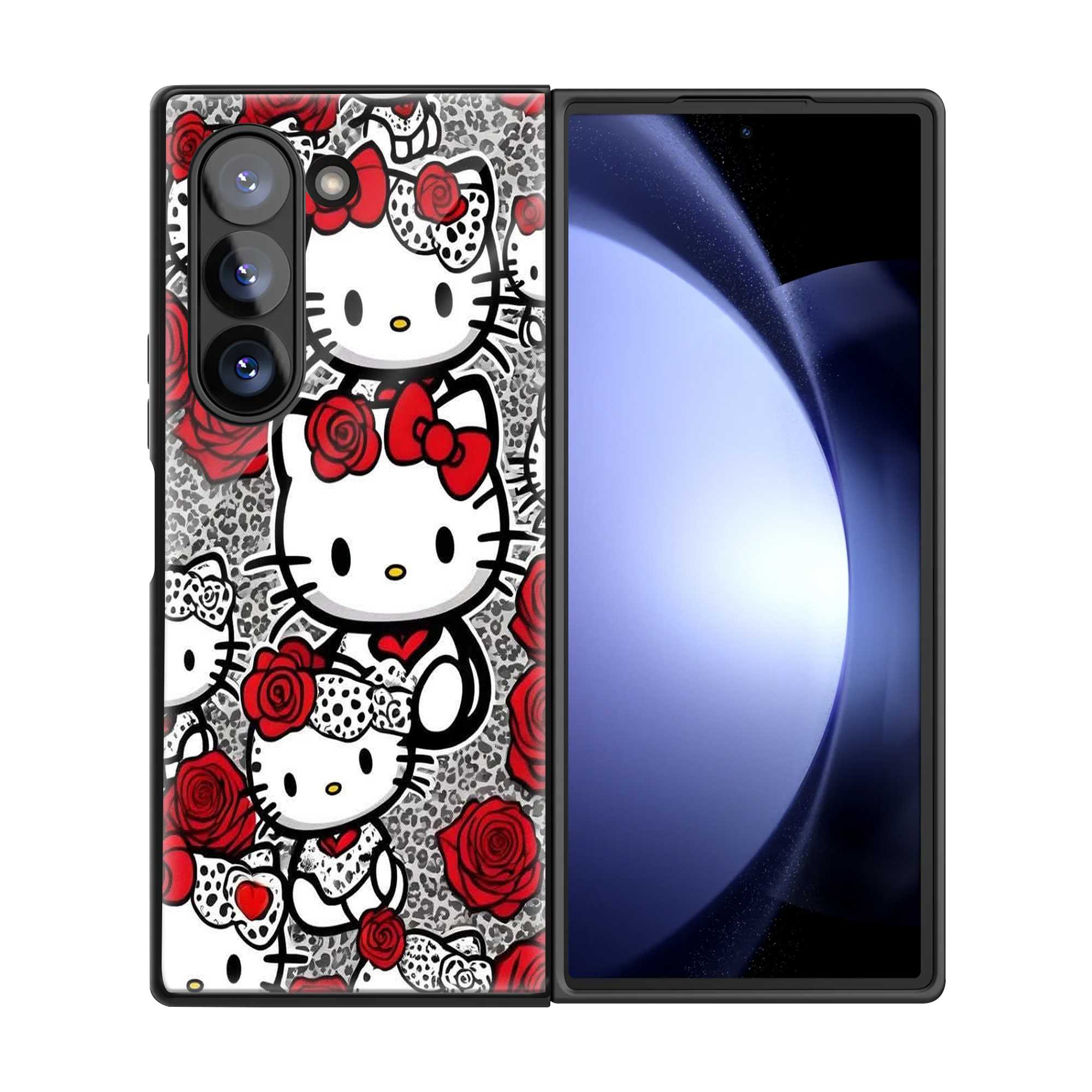 Rose Kitty Samsung Z Fold Glass Case