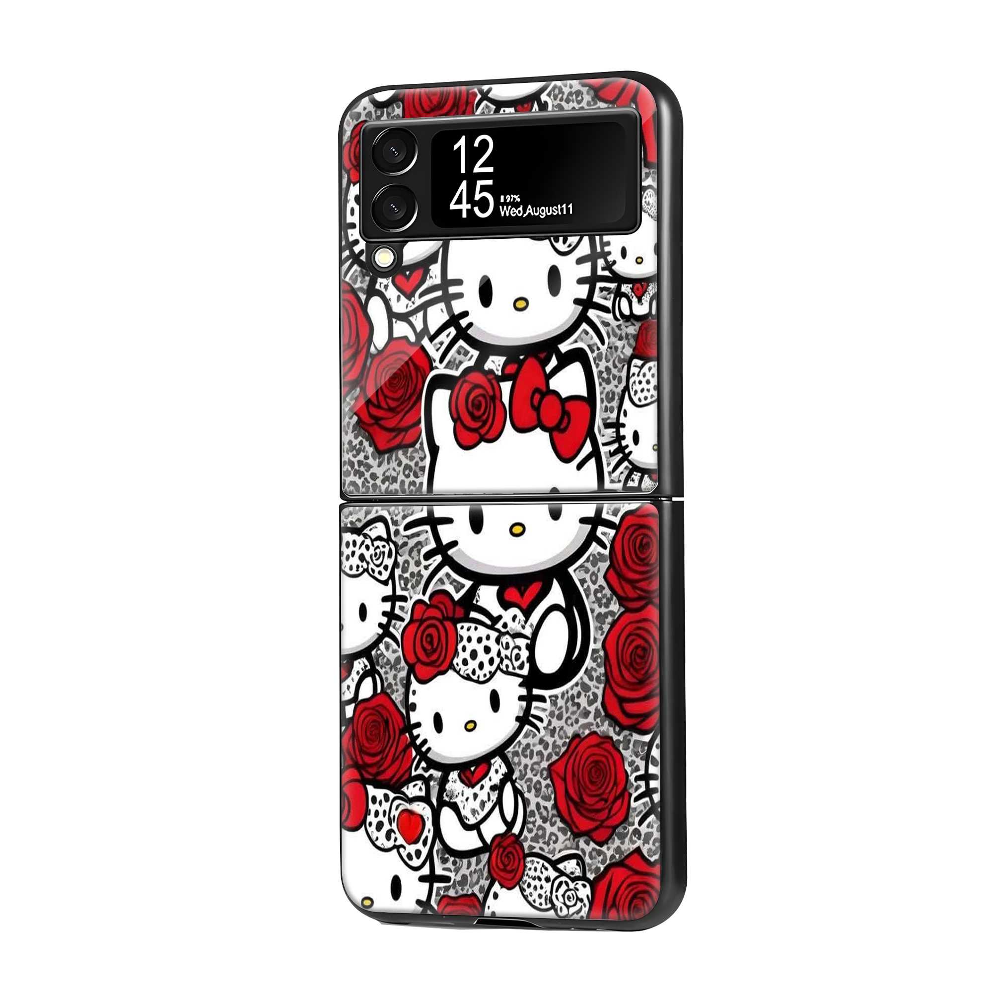 Rose Kitty Samsung Z Flip Glass Case