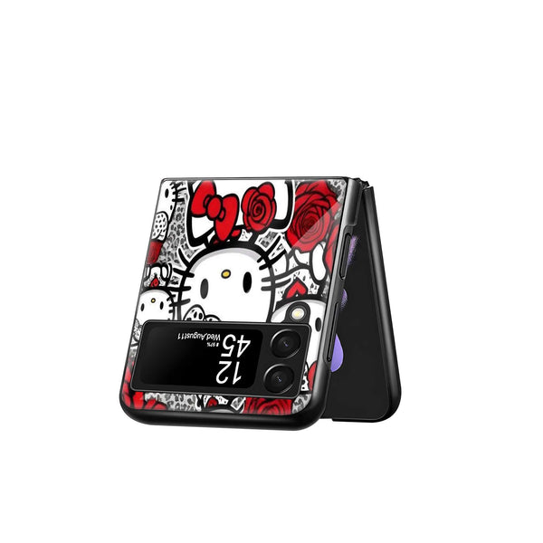 Rose Kitty Samsung Z Flip Glass Case