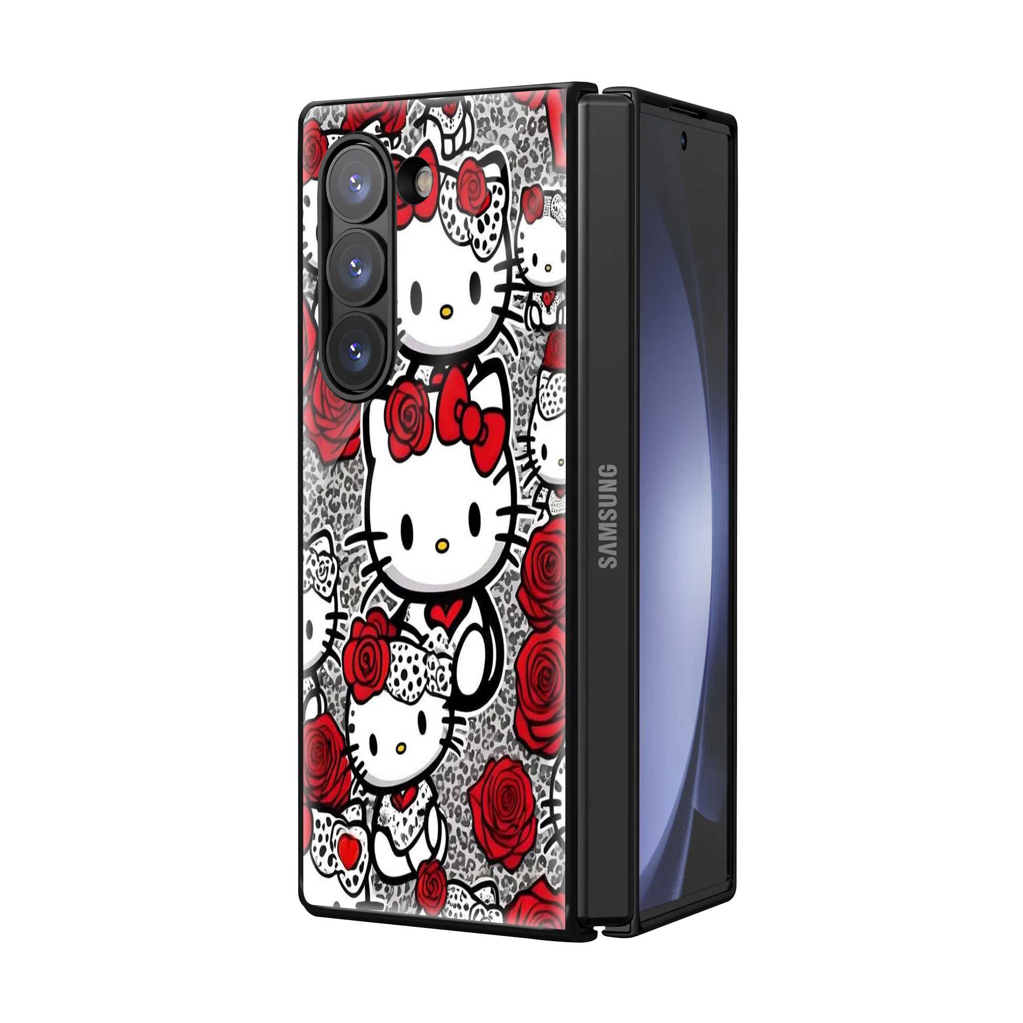 Rose Kitty Samsung Z Fold Glass Case