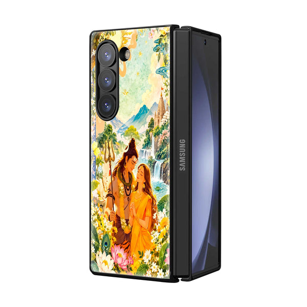 Shiv Parvati Divine Love Samsung Z Fold Glass Case
