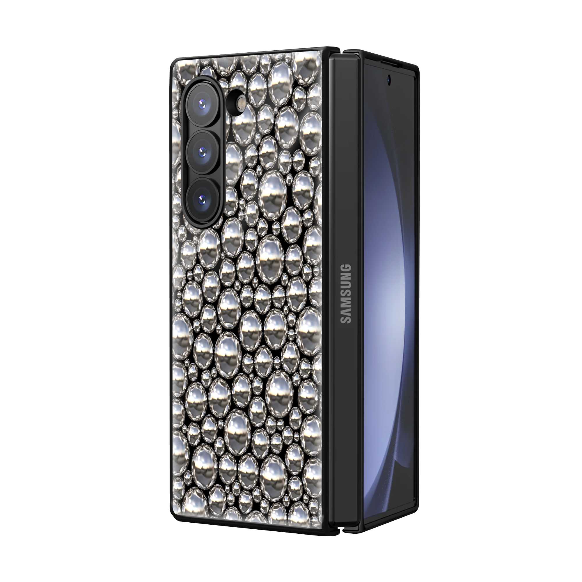 Silver Balls Samsung Z Fold Glass Case