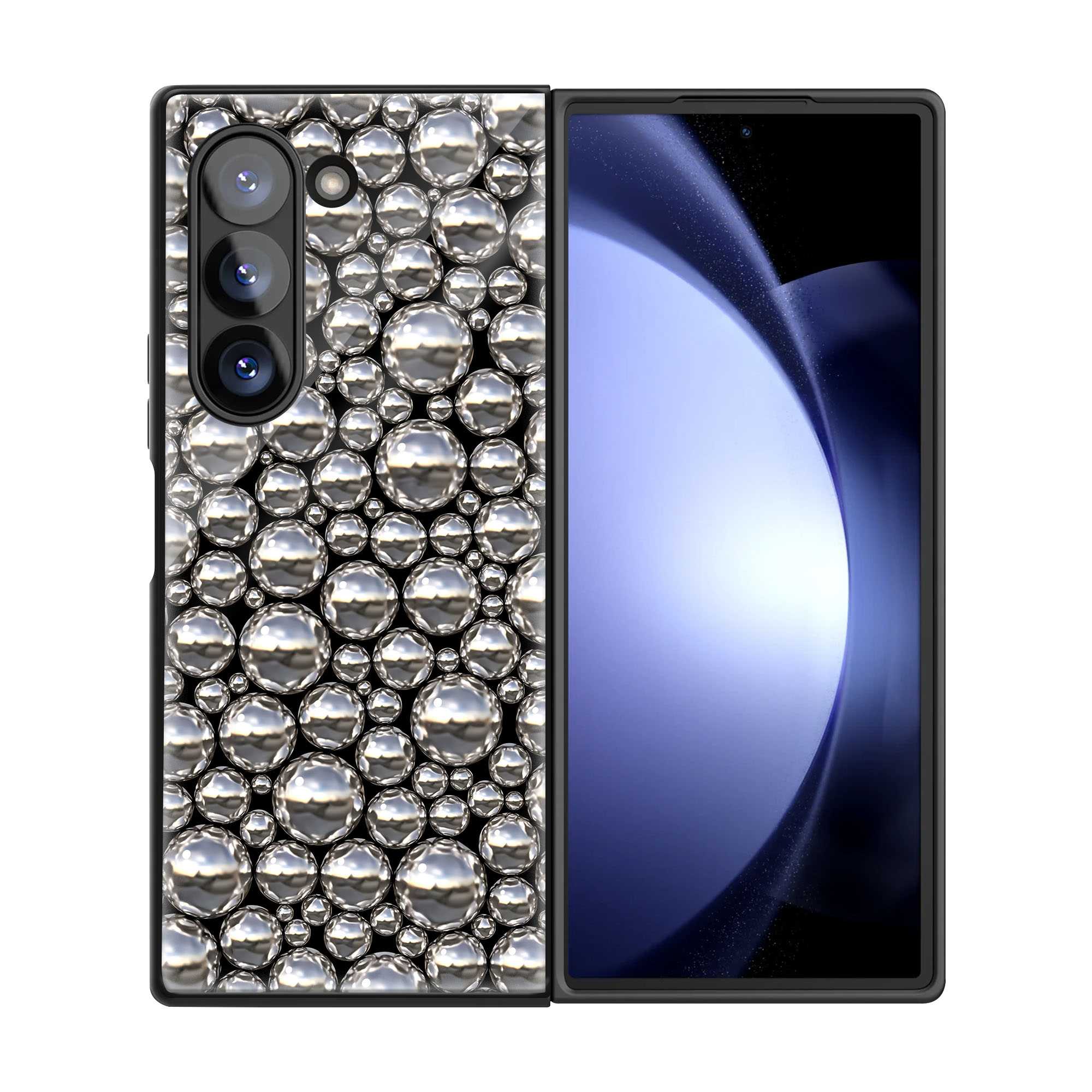 Silver Balls Samsung Z Fold Glass Case