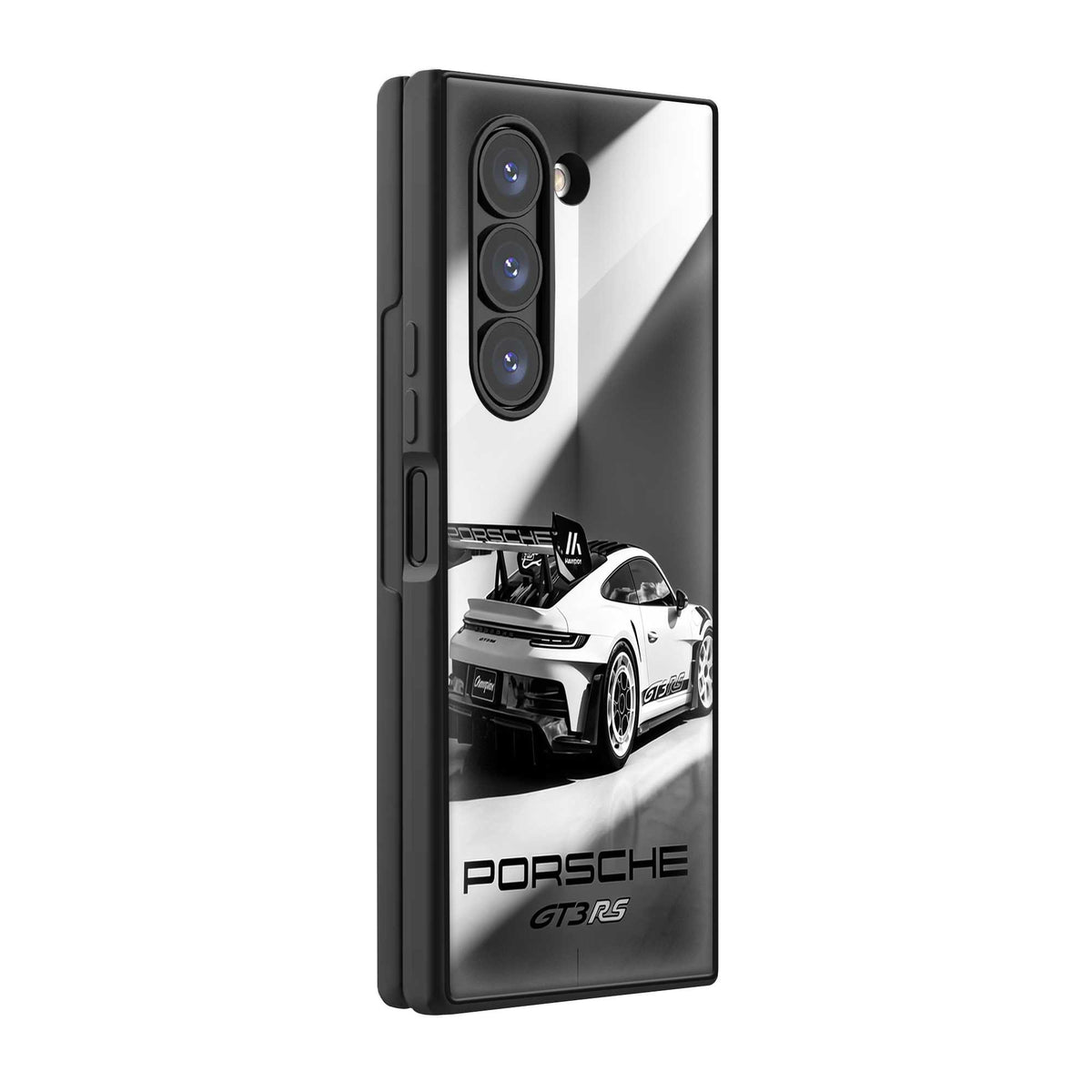 Silver Porsche GT3 Samsung Z Fold Glass Case