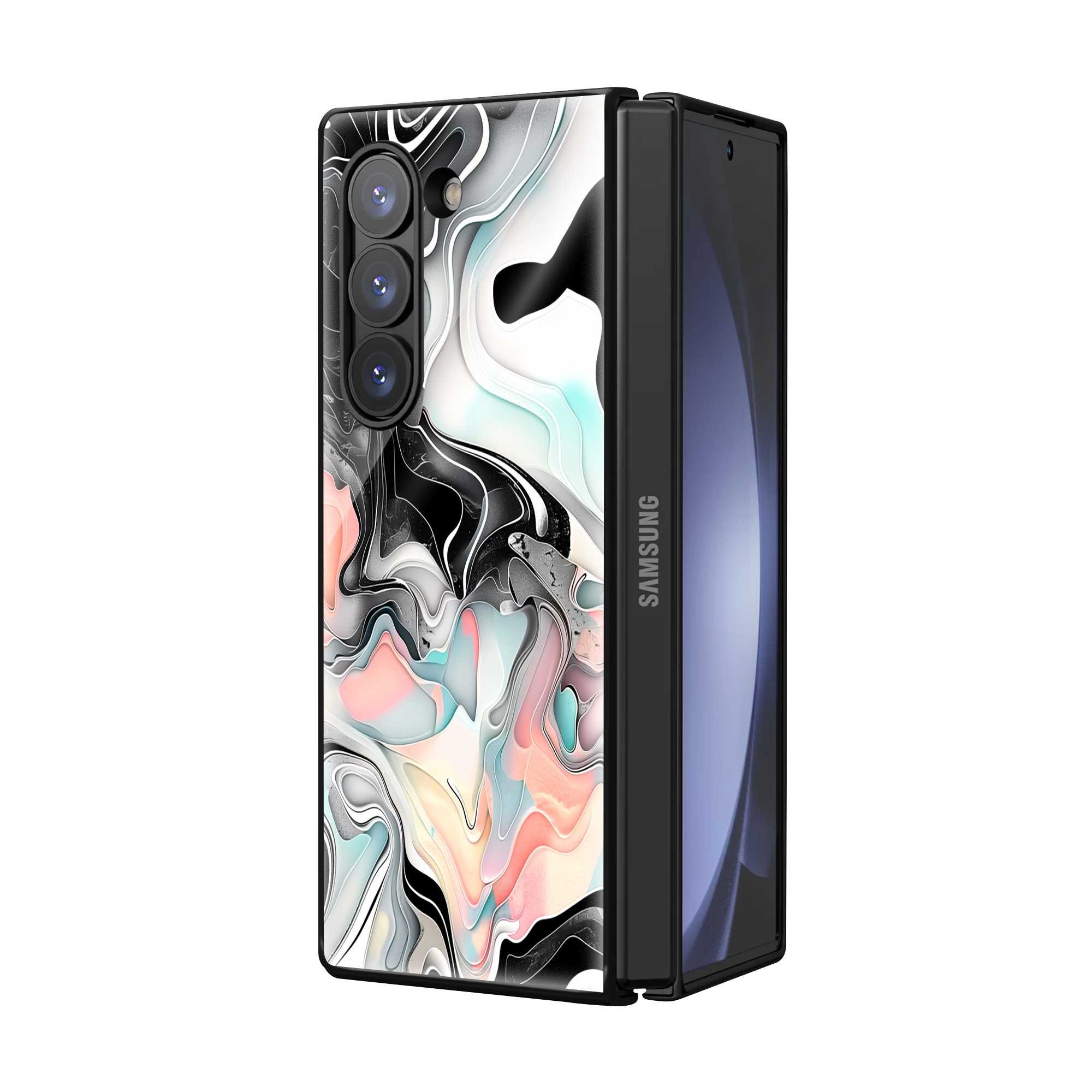 Smoke Marble Samsung Z Fold Glass Case Secondary image