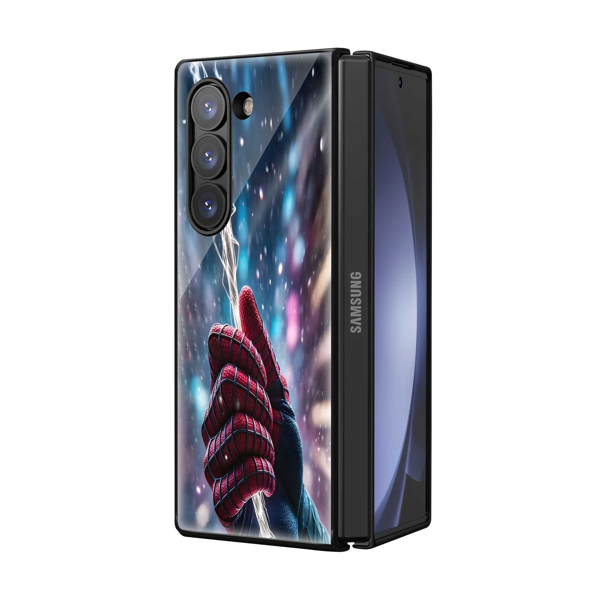 Spider-Glow Samsung Z Fold Glass Case