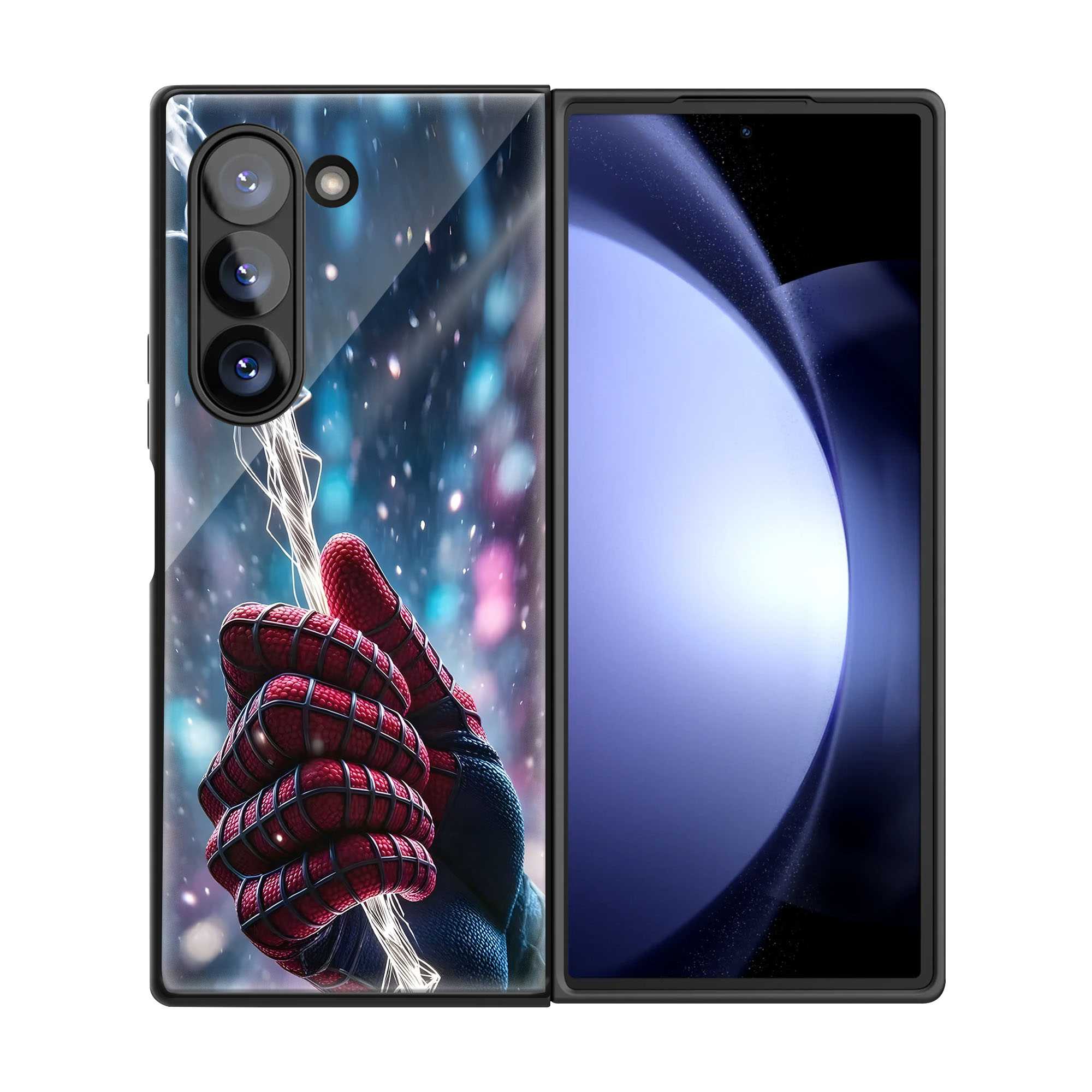 Spider-Glow Samsung Z Fold Glass Case