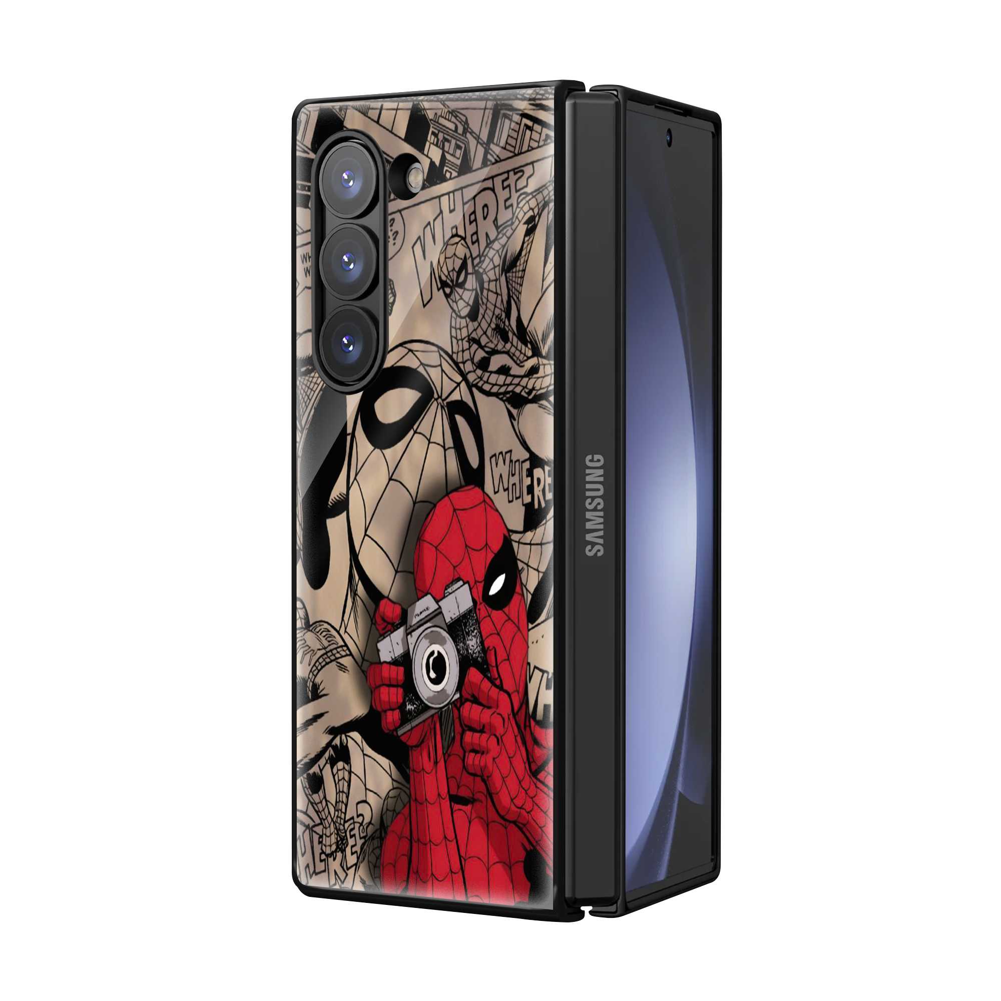 Spider-Man Vintage Camera Samsung Z Fold Glass Case