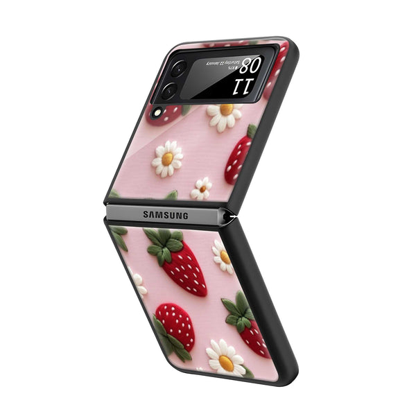 Strawberry Bloom Samsung Z Flip Glass Case