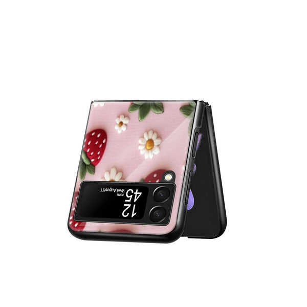 Strawberry Bloom Samsung Z Flip Glass Case