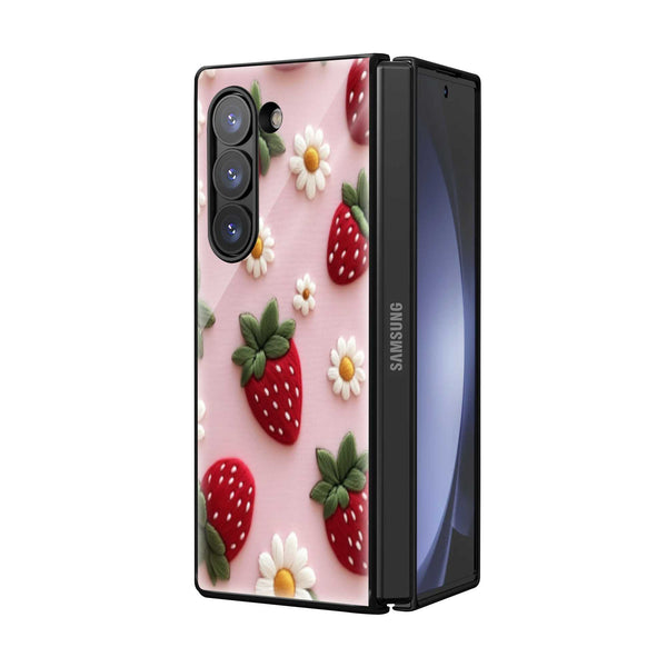 Strawberry Bloom Samsung Z Fold Glass Case