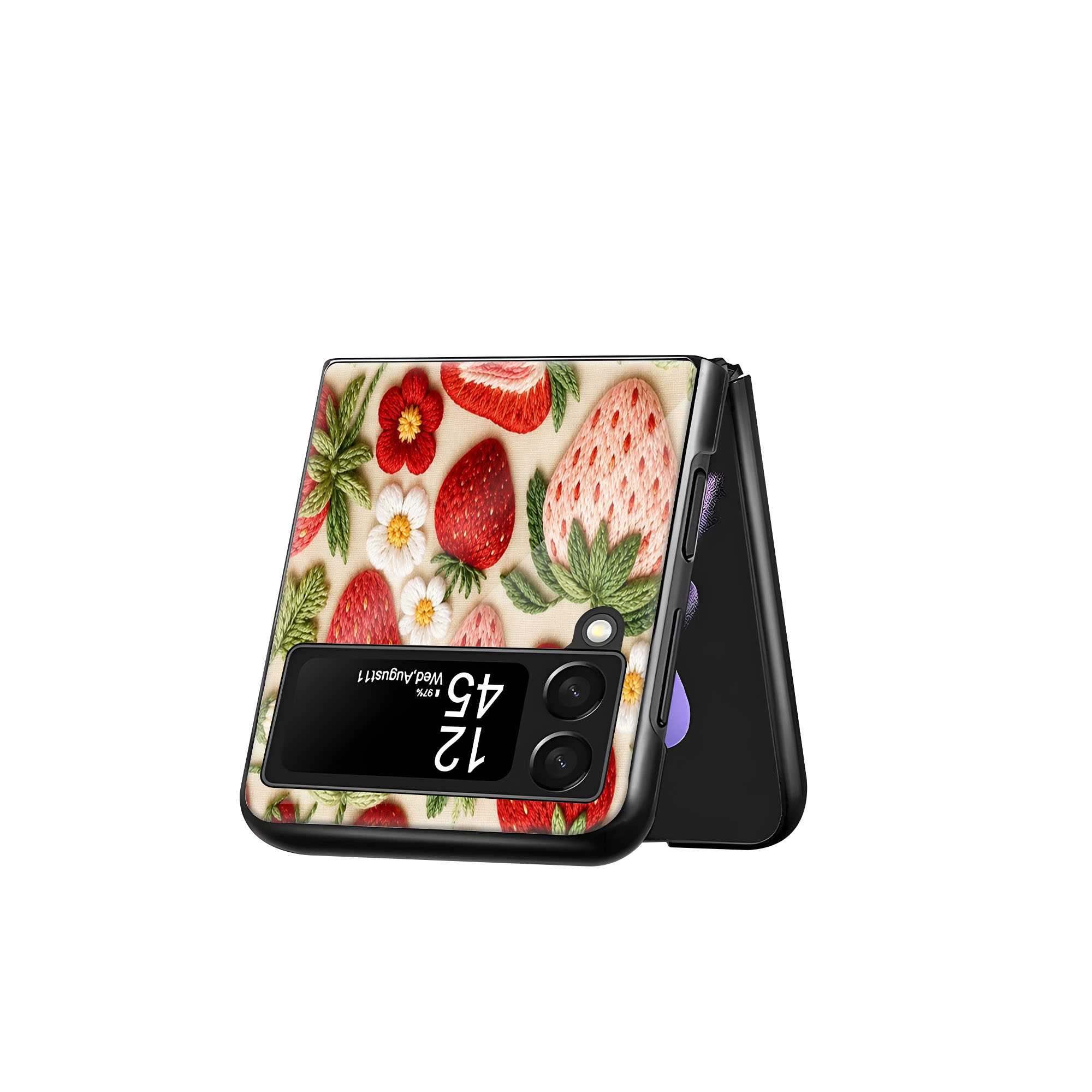 Strawberry Garden Samsung Z Flip Glass Case