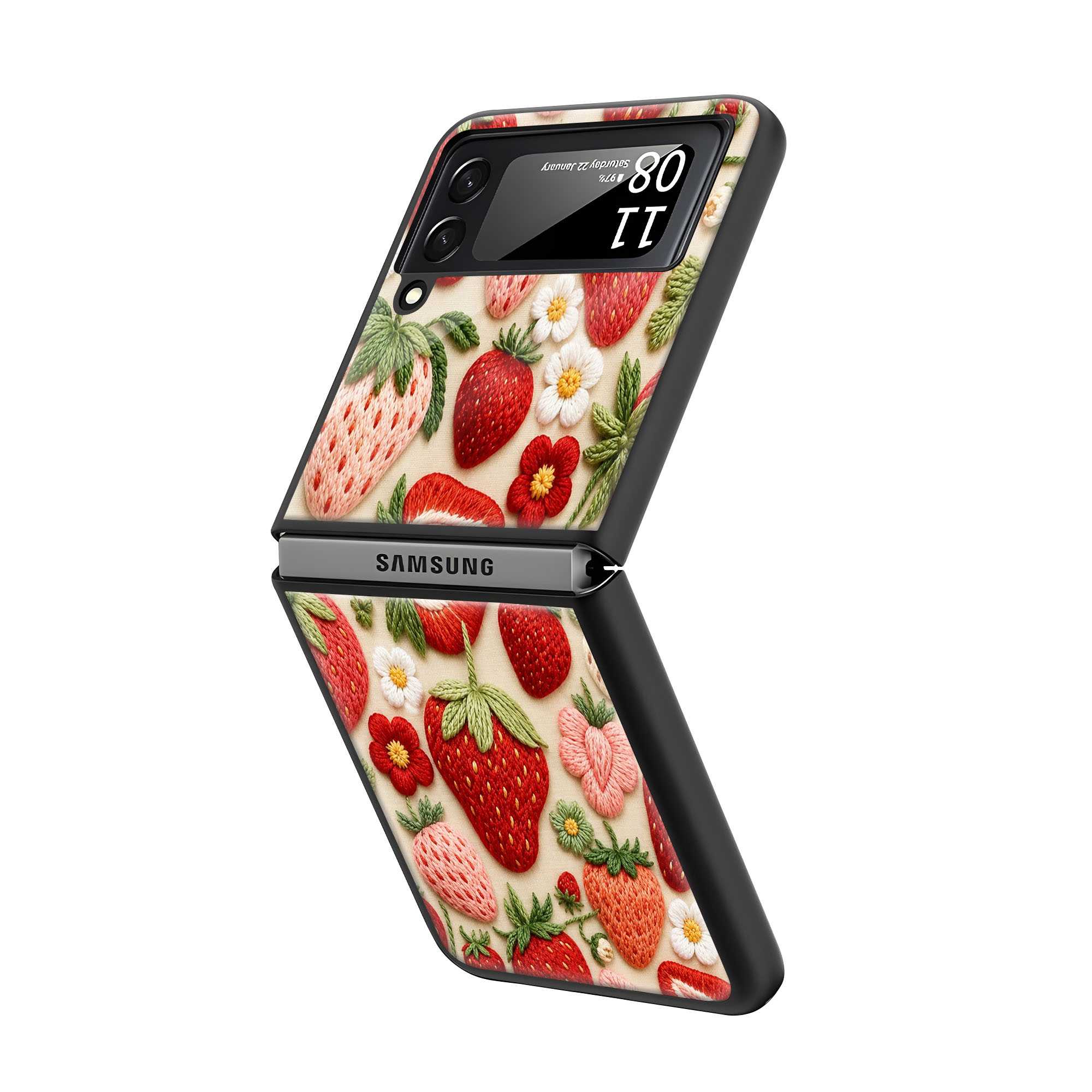 Strawberry Garden Samsung Z Flip Glass Case