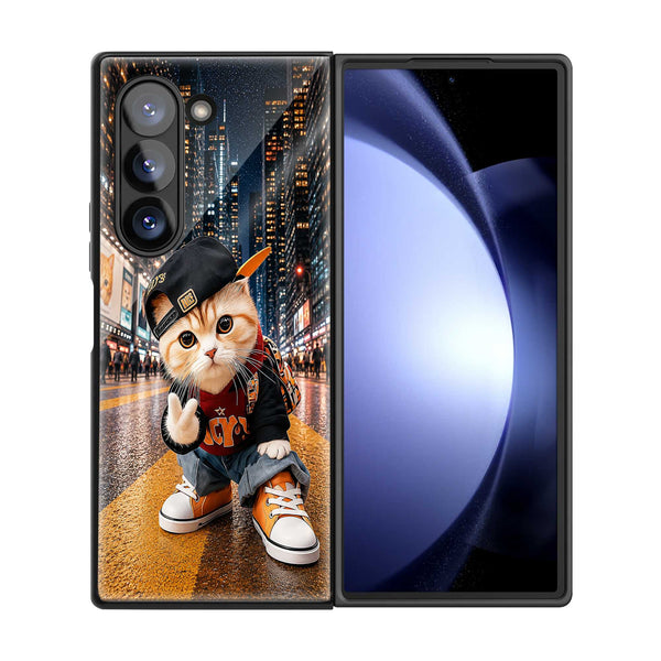 Streetwear Cat Samsung Z Fold Glass Case